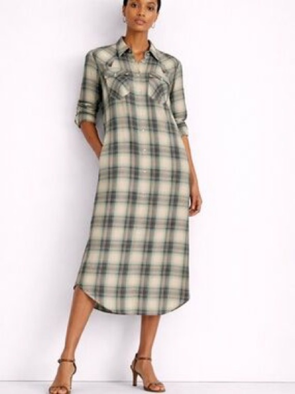 Lauren Ralph Lauren Women’s 6 Shirt Dress Plaid Long Sleeve Button Front Western
